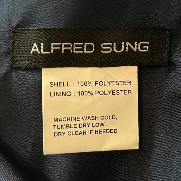 Alfred Sung dress D811s off the shoulder draped wrap satin maxi blue size 14 - Picture 6 of 8